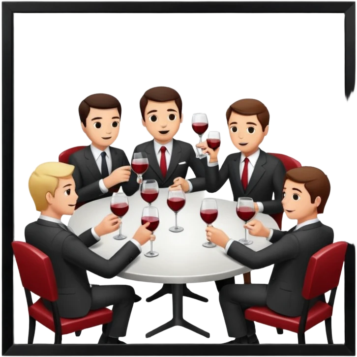 corporate executives enjoying wine Party at a french SPAM meat cafe LANDSCAPE  emoji