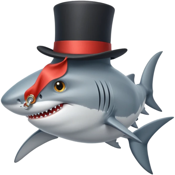 Shark with a top hat emoji