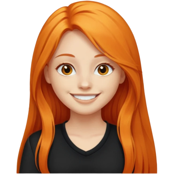 girl with very long orange hair and black clothes living emoji
