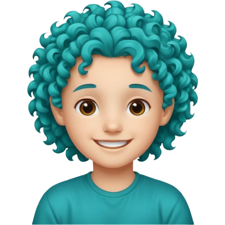 curly turqoise haired kid emoji