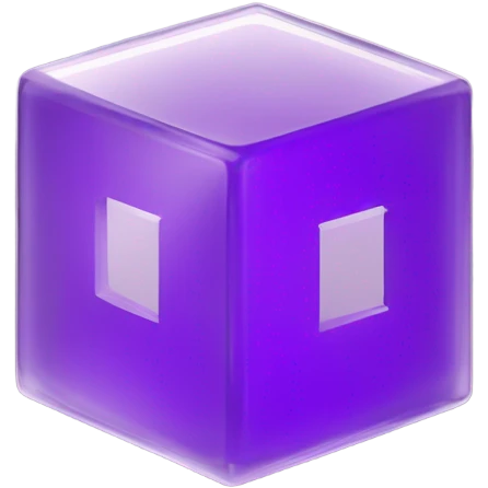 two purple cubes inside another glass cube isometric view emoji