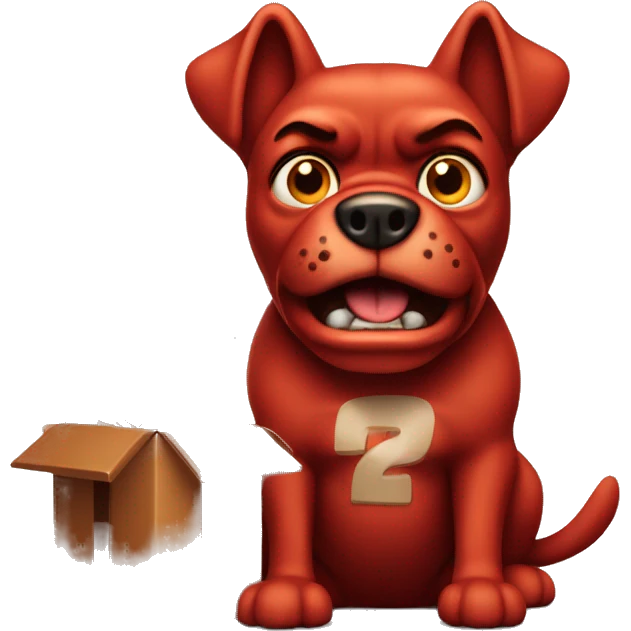 red angry dog with a box of chocolate emoji