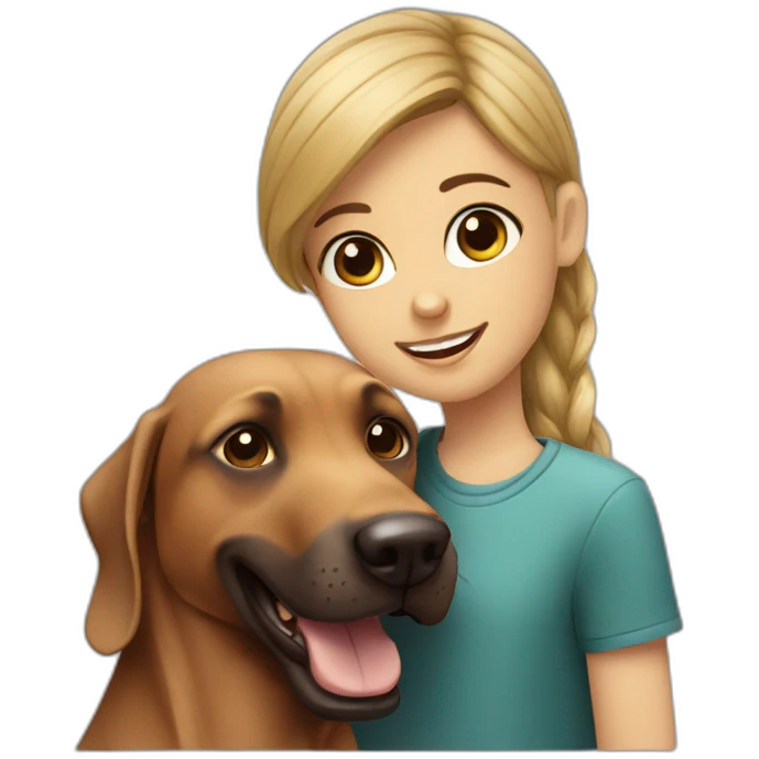 A boy with beard and with a beautiful girl playing with a boy Doberman dog emoji