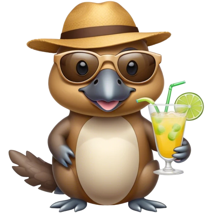 Cool platypus drinking margarita with sunglasses emoji