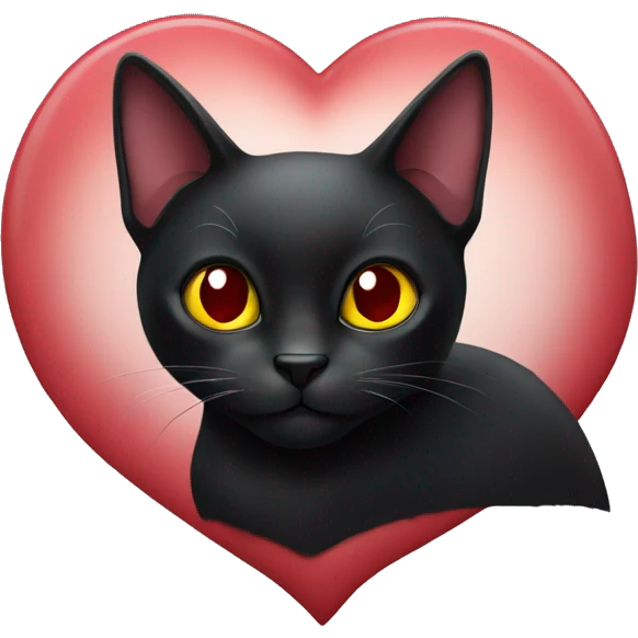 Black cat with dark red heart  emoji