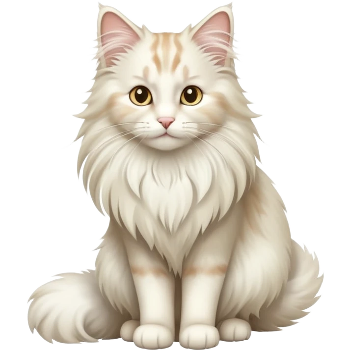White norwegian forest cat with long fluffy fur and bushy tail emoji