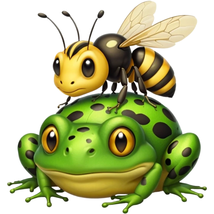 A bee sitting on a frogs head emoji