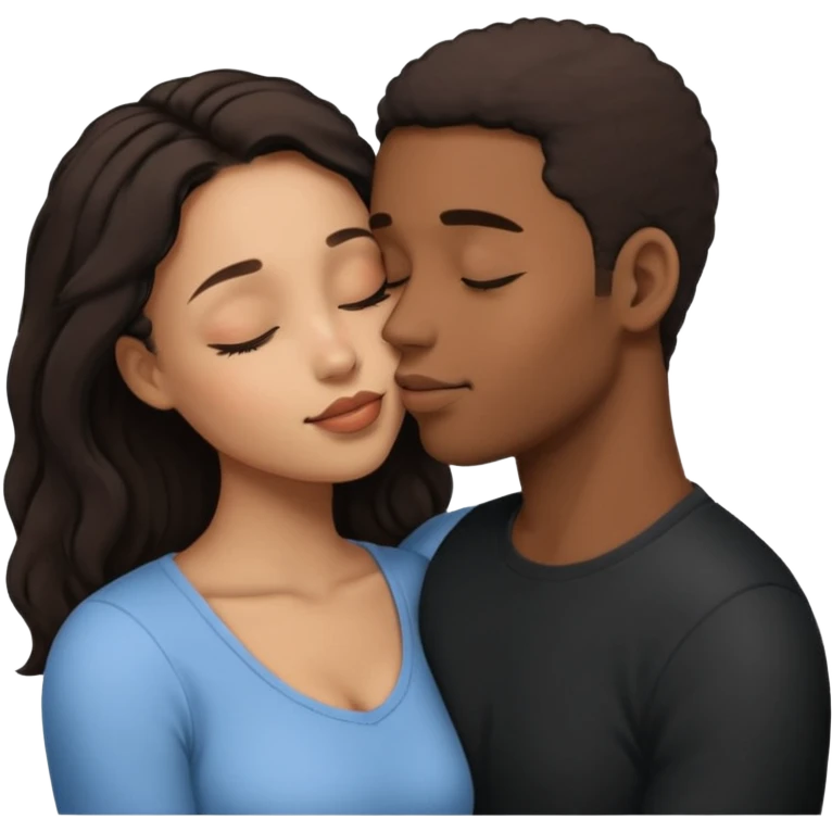 Ebony couple, light skin female brown skin male kissing emoji