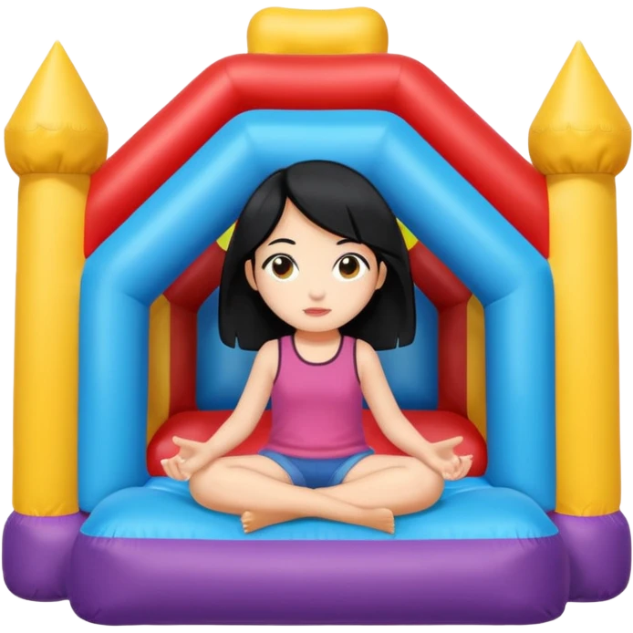 black hair girl-sitting-in-bouncy-house emoji