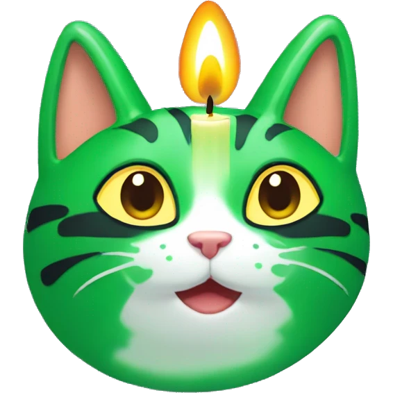 green candle with a cat emoji