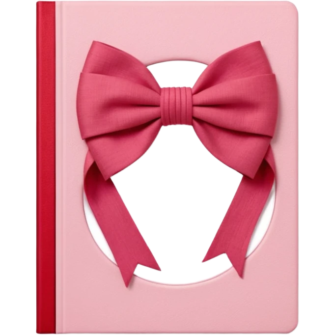 Junk journaling aesthetic book cover, tactile fabric textures, classic framing
Red yarn bow as focal point, soft shadows, calm pastel pink backdrop
Elegant, cozy, artistic, high-end print design emoji