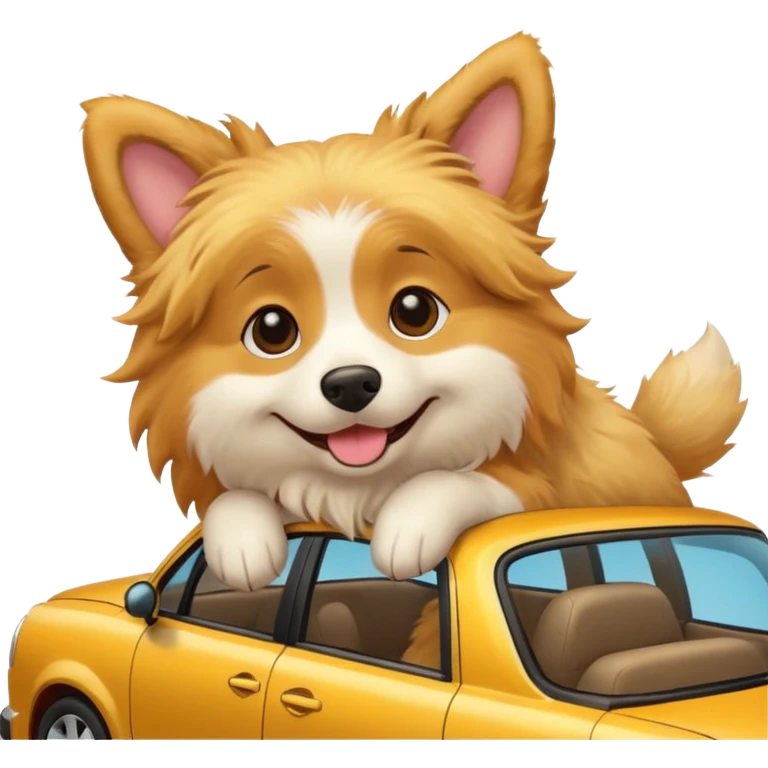 Dog on roof of car emoji