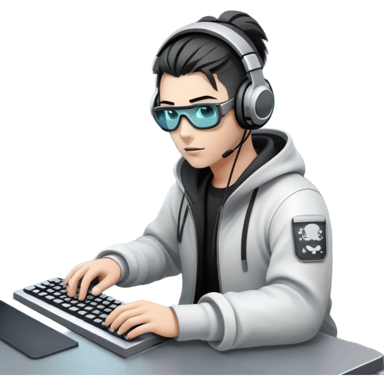 monochrome cyberpunk hacker terminal command center emoji