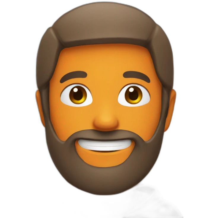 orange hooded white dude smiling with a brown beard emoji