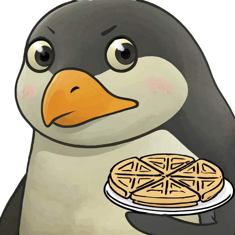 Penguin made of waffles emoji