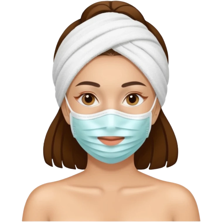 Lady with face mask spa beauty full face relaxing emoji