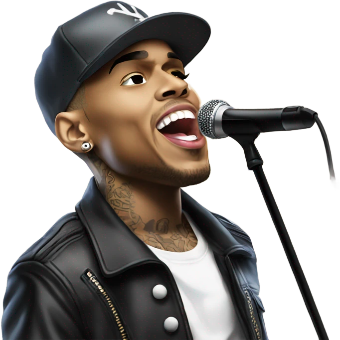 Hyper Realistic Chris Brown on stage singing  emoji