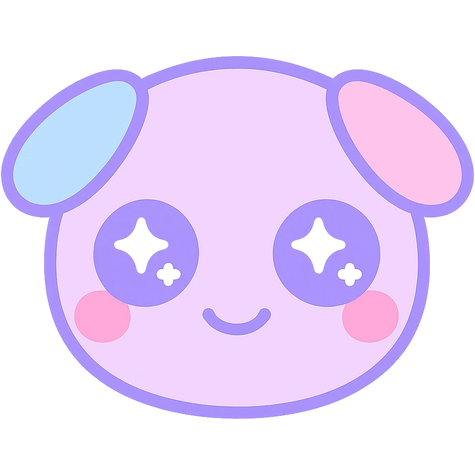 human face with dog ears and starry eyes, kawaii style emoji