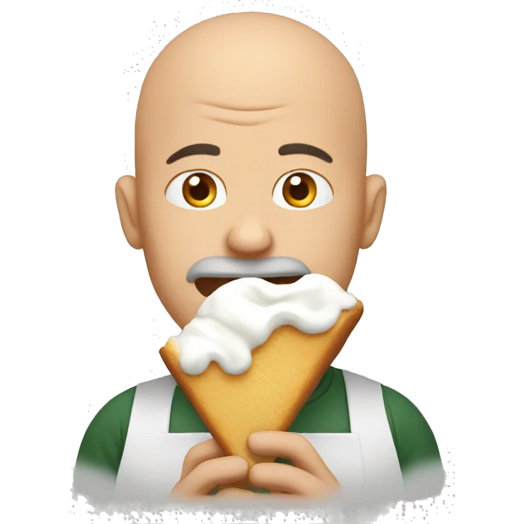 bald man eating baking emoji