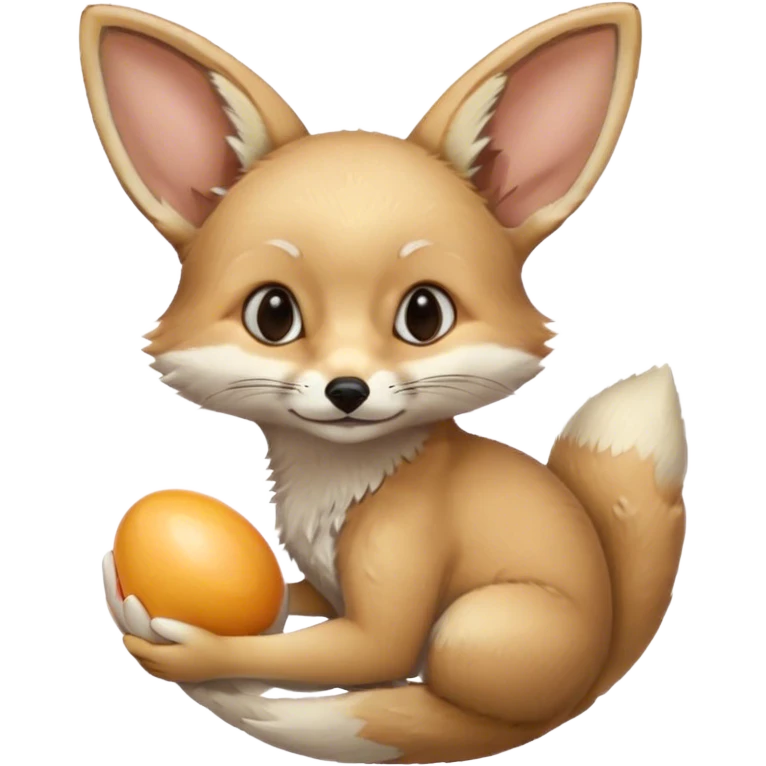 fennec carrying an unpeeled egg emoji