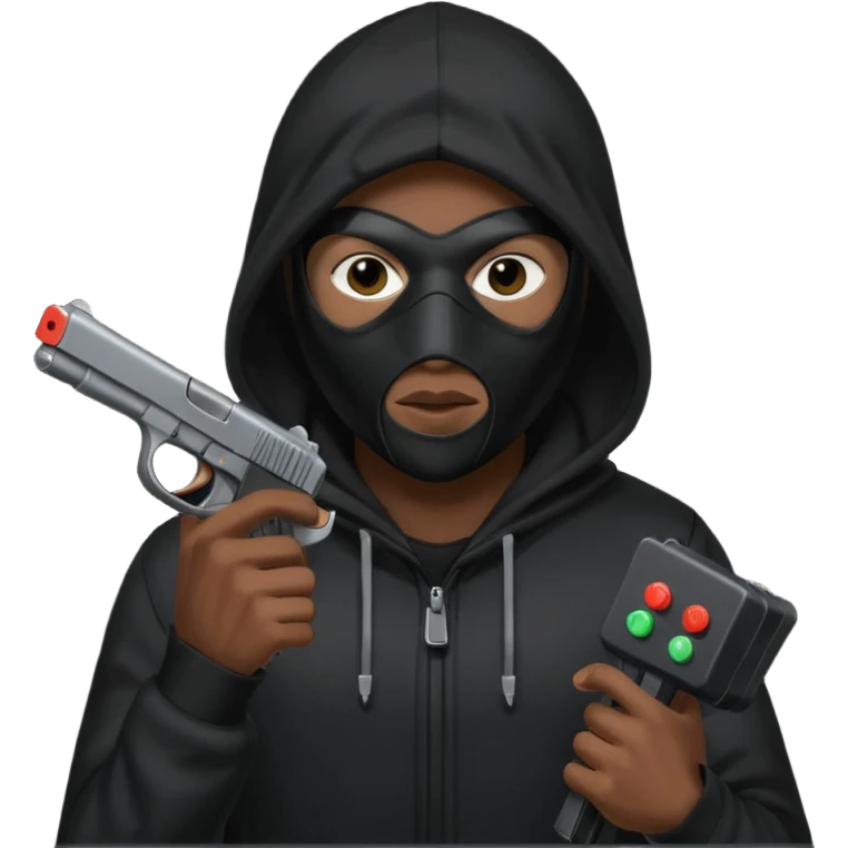 Hoodlum burglar madk and gun with switch and extended clip emoji