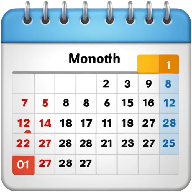 colored calendar 1 month without dates emoji