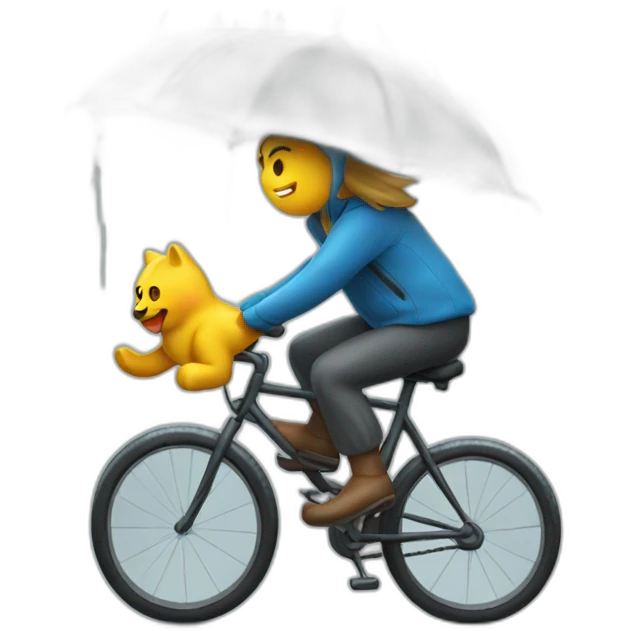 Riding a bicycle in the rain with headwind emoji