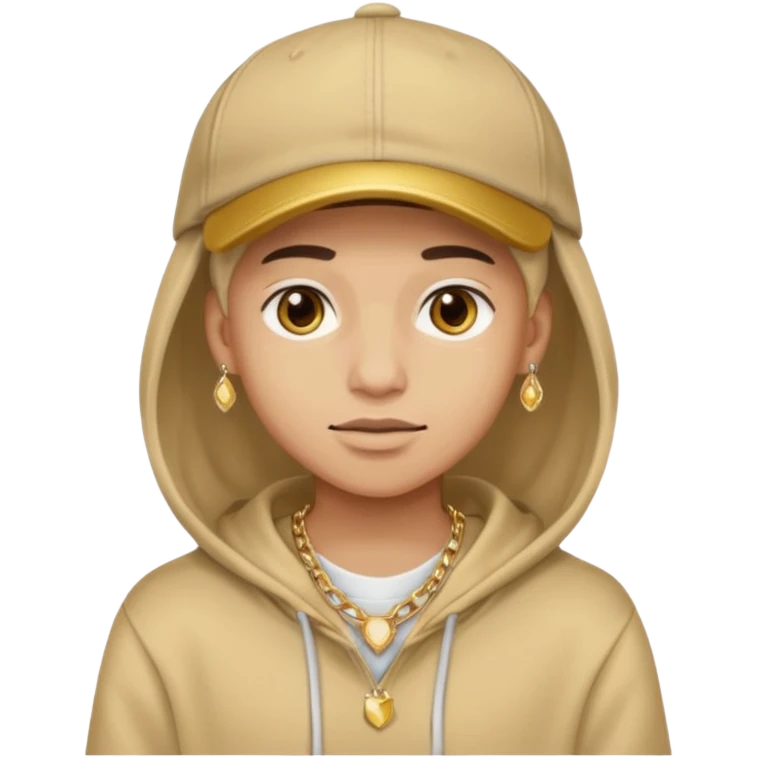 {
  "type": "human",
  "look": "tan hoodie, cap, gold jewelry, neutral face"
} emoji