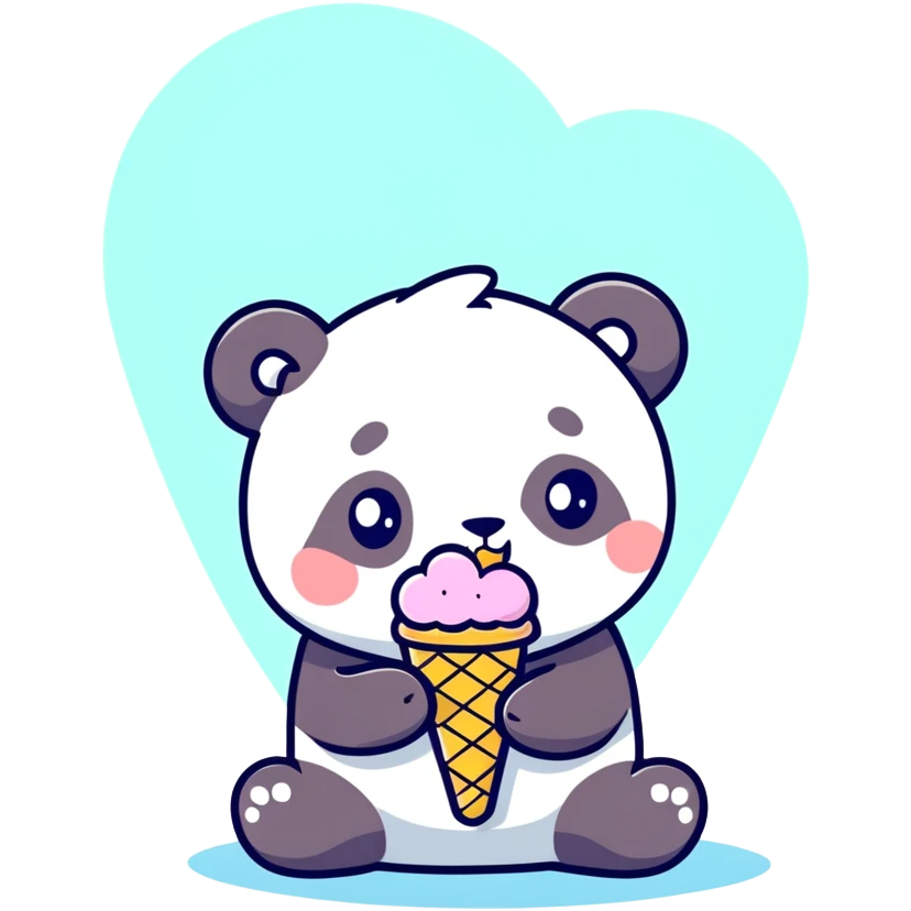 Panda eating ice cream emoji