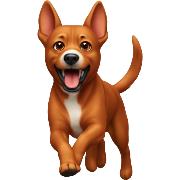 realistic solid red dog with pointed ears running emoji