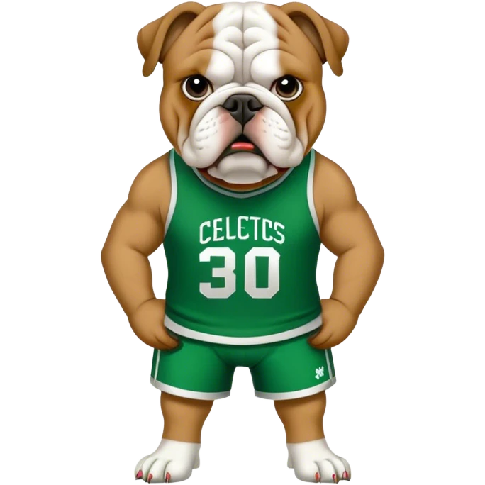 Bulldog wearing Celtics jersey  emoji