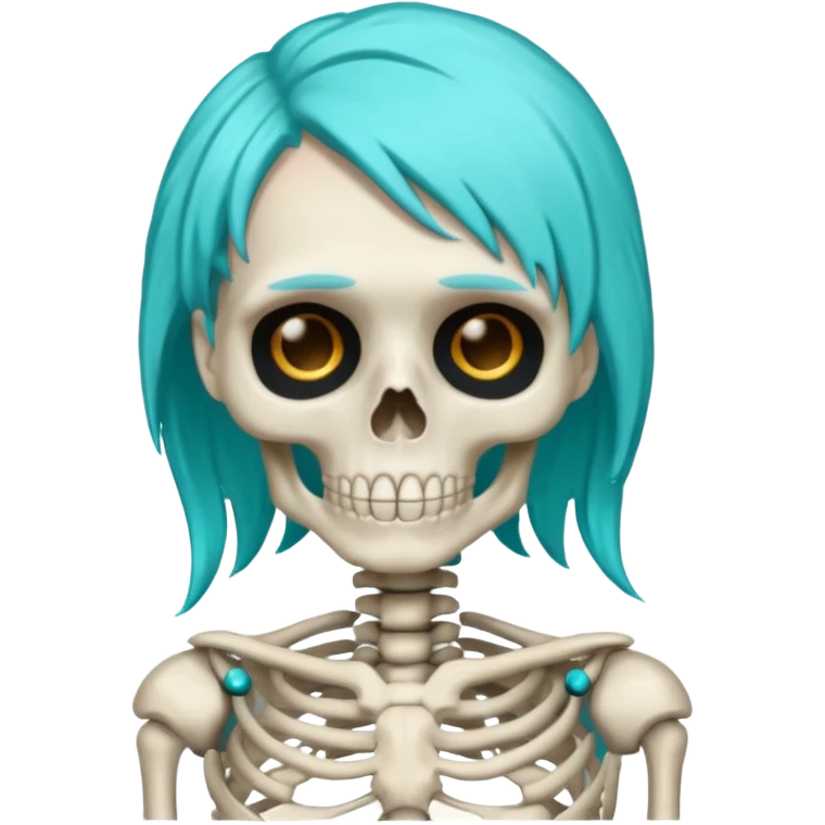 turqoise haired skeleton emoji