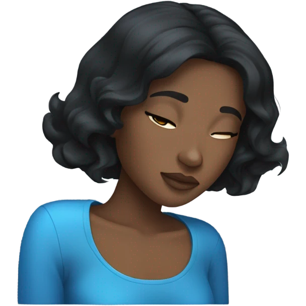 Sleeping Black hair girl with blue eyes  emoji