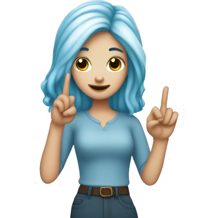 Blue haired white girl who has her finger covered emoji