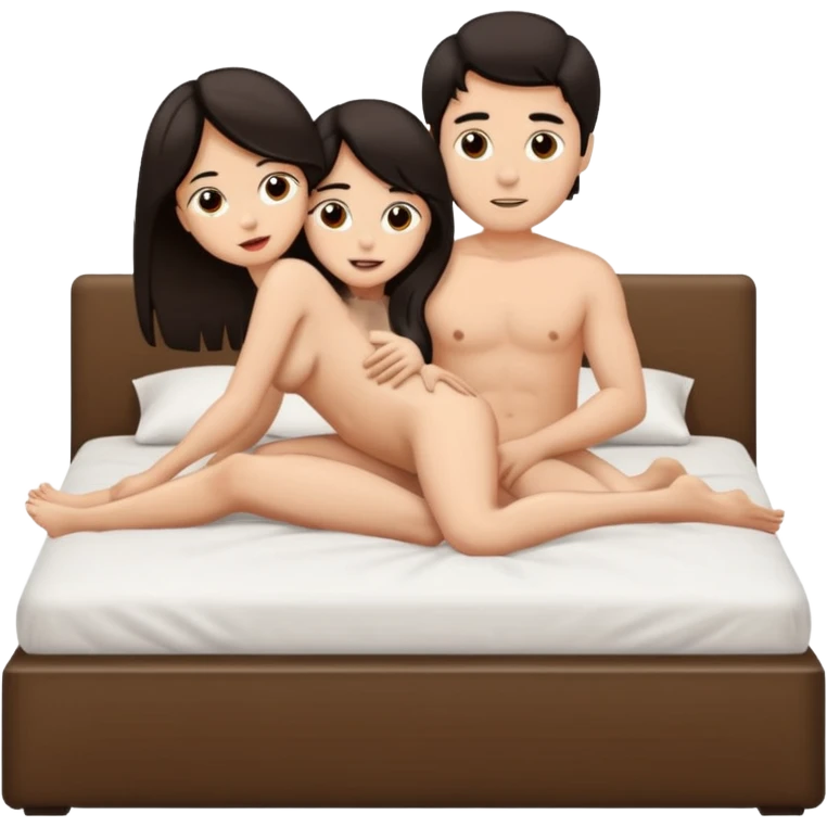naked dark hair couple on bed doing doggystyle emoji