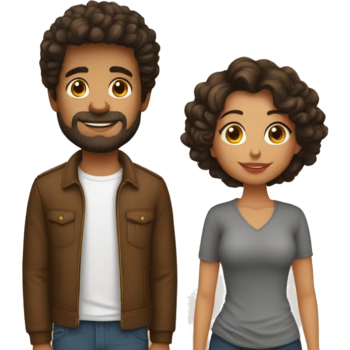 Pareja besándose, él moreno pelo corto,piel marrón,ella morena pelo rizado largo piel blanca  emoji
