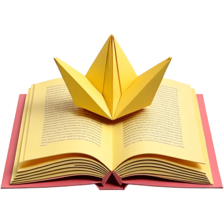 3D render of Pop-Up Book entirely of folded origami paper, sharp creases, cardboard texture, matte finish, visible paper grain, craft aesthetic,emoji style, isolated on white background --v 6.0 emoji