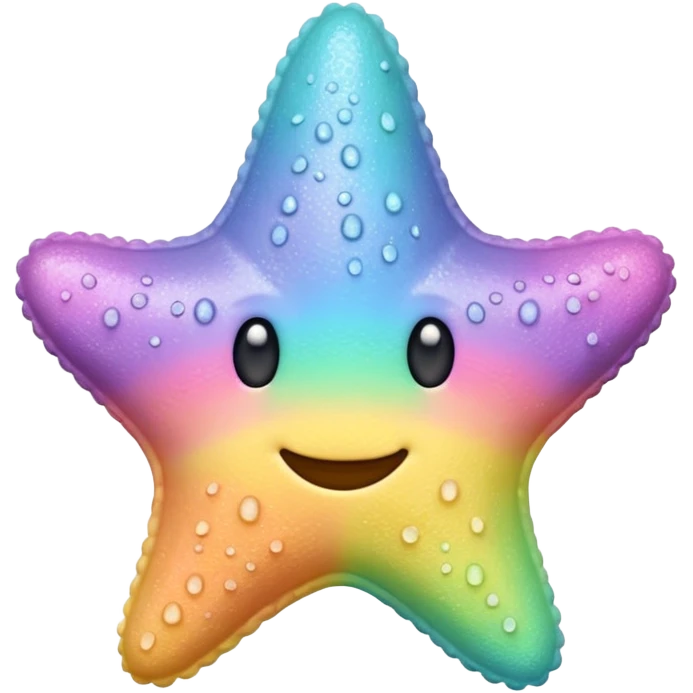 sea star, pastel rainbow, sugar-dusted, shiny, simple emoji face, 3D emoji