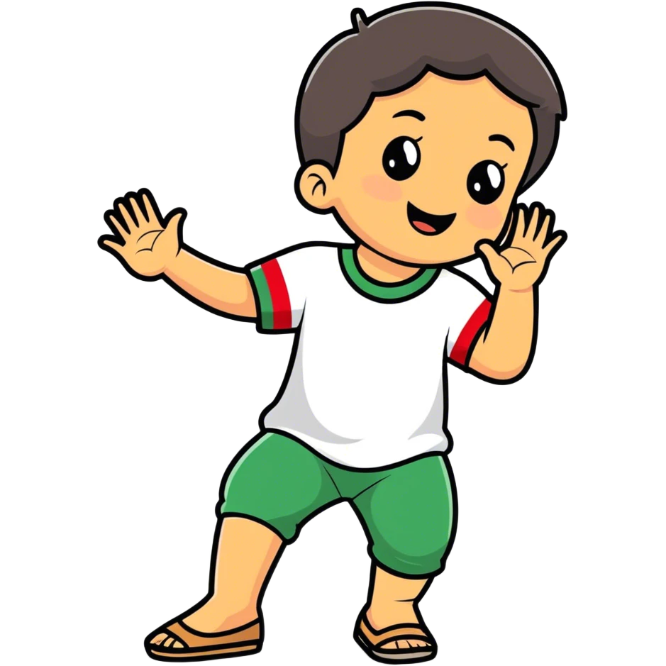 Palestinian kid holding leg emoji