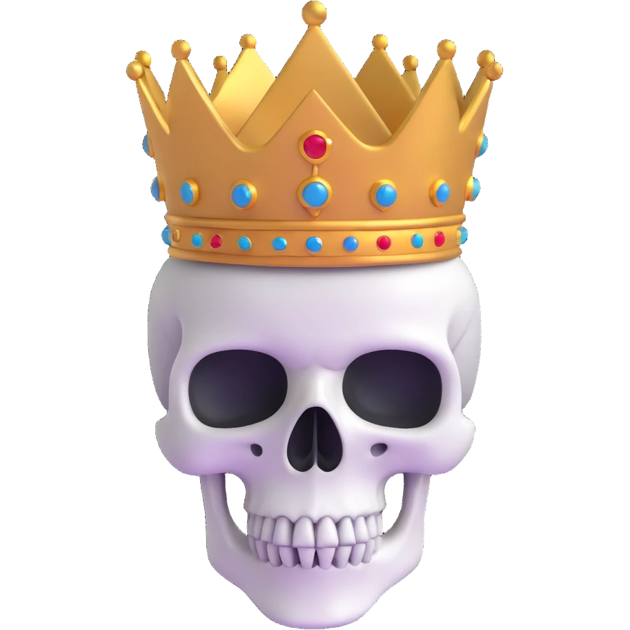 red and black skull with crown emoji