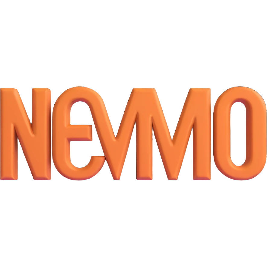the word 'nuevo' with 3D relief effect, modern typography, light and shadow for depth, white background emoji