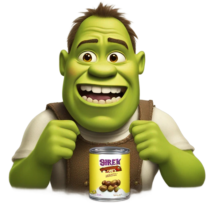 Shrek eating a can of beans emoji