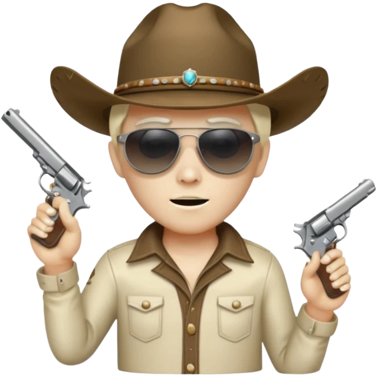 Ghost with cowboy hat, sunglasses and a pistol emoji