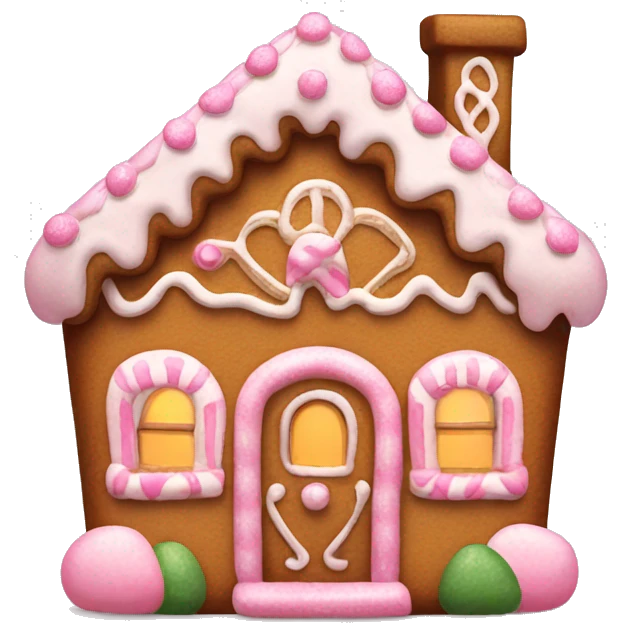 Cute gingerbread house with light pink decoration  emoji