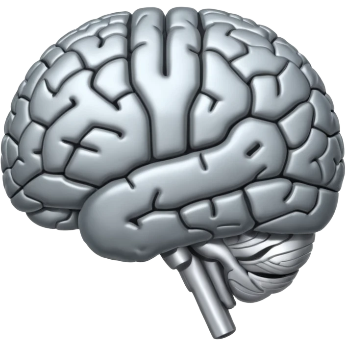 A metal human brain emoji