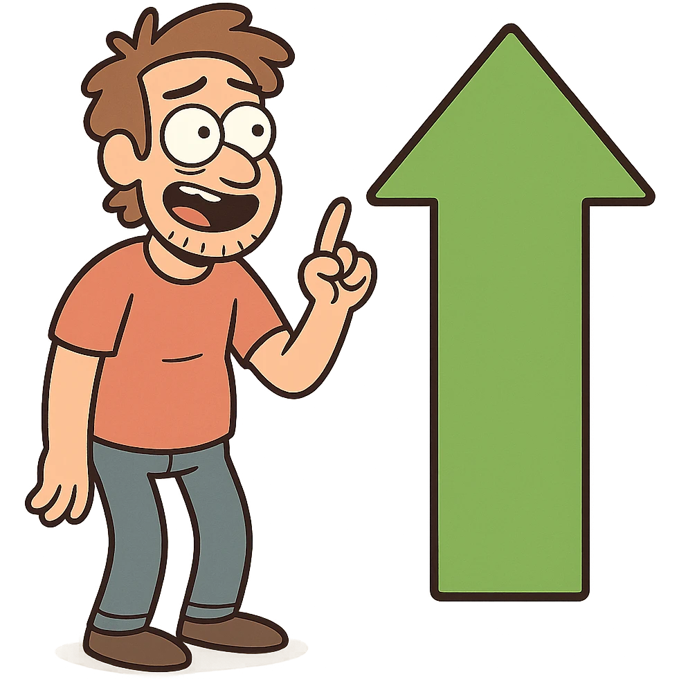 green up arrow in flat toon style emoji