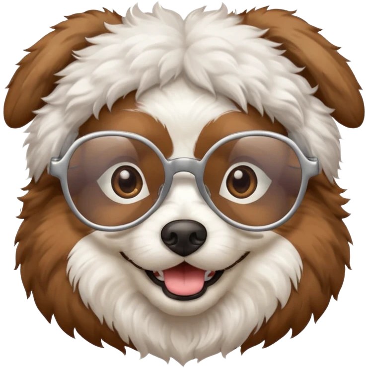 dog wearing grany emoji