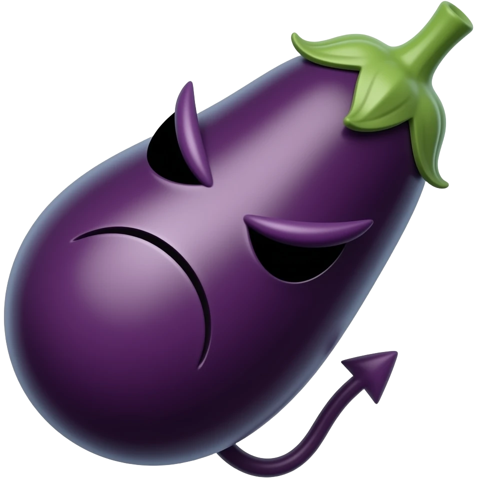 Eggplant slapping devil emoji face emoji