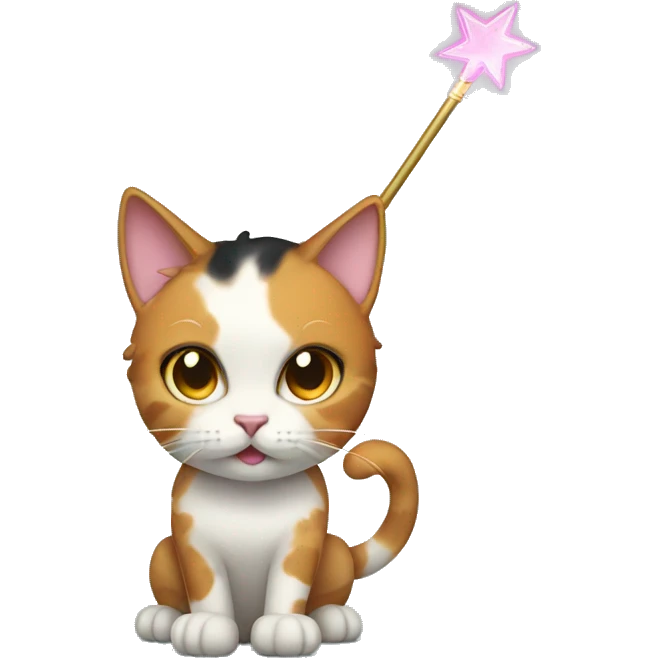  Calico cat with magic wand emoji