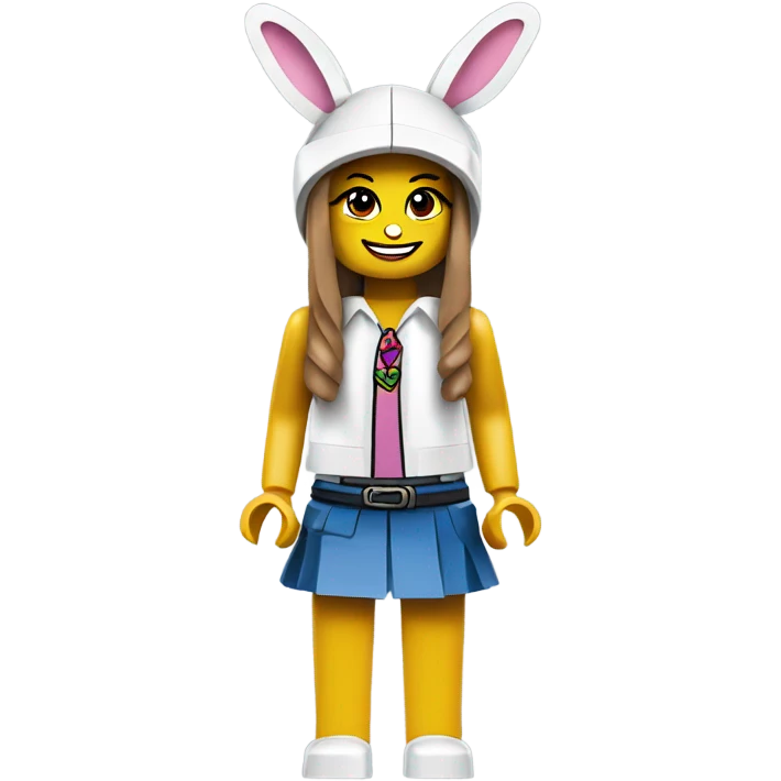 Lego toy girl whole body with rabbit hat  emoji